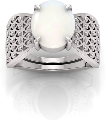 TODANI JEMS 12.25 Ratti Opal Gemstone Adjustable Ring With Lab CertificateC Crystal Opal Sterling Silver Plated Ring