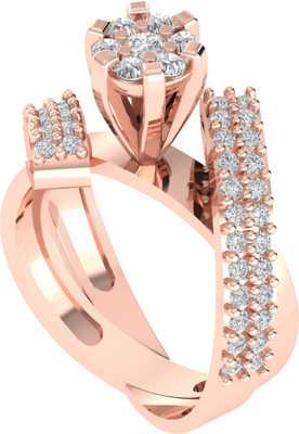 Diamtrendz Jewels 925 Sterling Silver Zircon Rose Gold Plated Ring For Women & Girls Sterling Silver Cubic Zirconia Gold Plated Ring