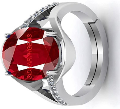 KUSHMIWAL GEMS 7.25 Ratti 6.00 Carat Quality Natural Burma Ruby Manik Brass Ruby Silver Plated Ring