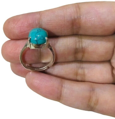 GenZcomplex Turquoise/Firoza Natural Certified Astrological Gemstone Ring for Men & Women Brass Turquoise Ring
