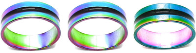 Dynamic Retail Global Set of 3 Rings for Men & Women, Multicolor-Green Alloy Ring