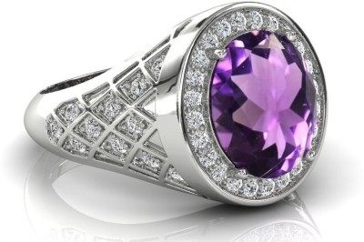 RRVGEM Amethyst ring 8.00 Carat 8.25 Ratti for men And Women Metal Amethyst Silver Plated Ring