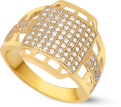 mahi creation Brass Cubic Zirconia Gold Plated Ring