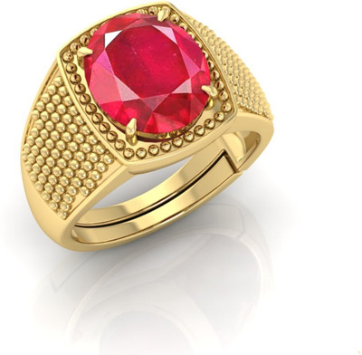 Pranjal Gems Stone Ruby Gold Plated Ring