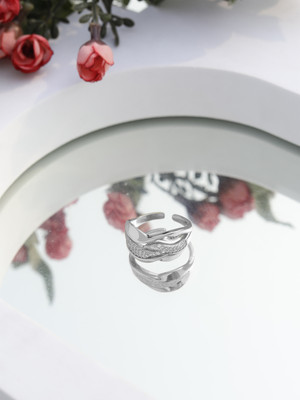 DIAVO The Elowen Silver Ring Sterling Silver Cubic Zirconia Sterling Silver Plated Ring