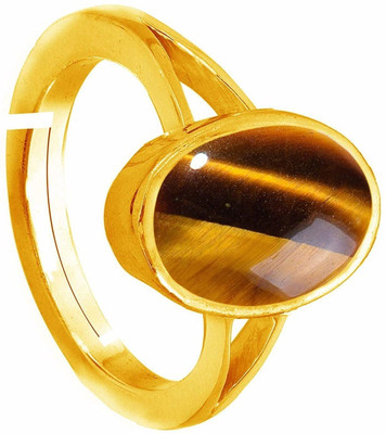 GenZcomplex 10.25 Ratti 9.67 Carat Natural Tiger Eye Stone Gemstone with Lab Certificate Brass Crystal Gold Plated Ring