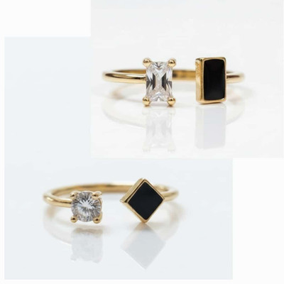 AARCHIS TRENDS Gold plated ring set for women and girls Stainless Steel Gold Plated Ring