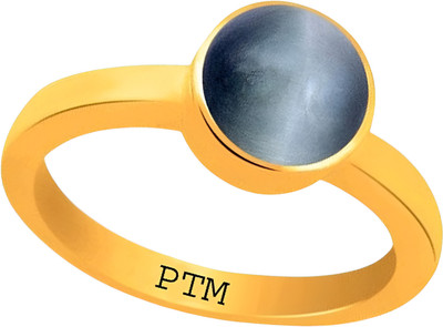 PTM Natural Cats Eye (Lehsuniya) 3.25 Rt or 3 Ct for Unisex 5 metal Gold Plated Alloy Ring