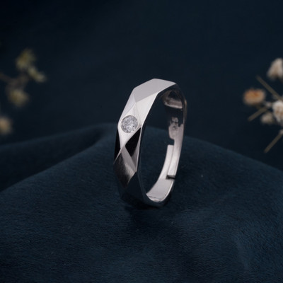 ZALKARI Zalkari Pure 925 Men's ring White Gold Plated Sterling Silver Cubic Zirconia Rhodium Plated Ring