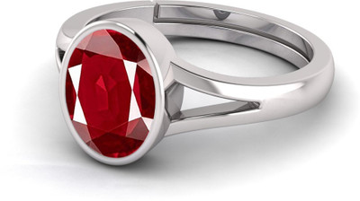 TODANI JEMS Natural 12.25 Ratti Ruby Manikya Ring With Lab Certificate Silver Ruby Sterling Silver Plated Ring