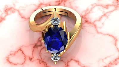 KUSHMIWAL GEMS 8.25 Ratti 7.25 Crt AA++ Certified Blue Sapphire Ring Nilam/Neelam Stone Ring Brass Sapphire Gold Plated Ring KUSHMIWAL GEMS 8.25 Ratti 7.25 Crt AA++ Certified Blue Sapphire Ring Nilam/Neelam Stone Ring Brass Sapphire Gold Plated Ring