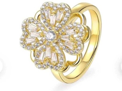 Vipunj Rotatable ring Brass Zircon Gold Plated Ring