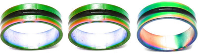 Dynamic Retail Global Set of 3 Rings for Men & Women, Multicolor-Green Alloy Ring