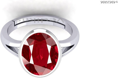 VishvMa 7.25 Ratti Burma Ruby Manik Gemstone Ring A1 Quality Stone Ruby Brass Plated Ring