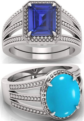 BHAIRAW GEMS Moonstone Stone Silver Adjustable Ring Stainless Steel Ring