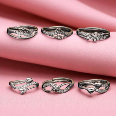 Hetshree Brass Diamond Silver Plated Ring