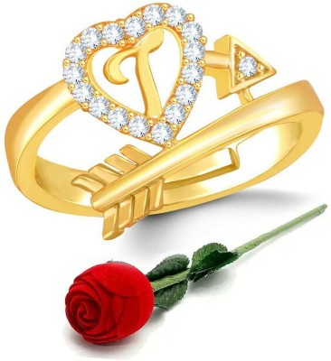 PAKIZA Valentine Ring Promise Engagement Ring With Rose Ring Box. Brass, Copper, Stainless Steel Gold Plated Ring Set