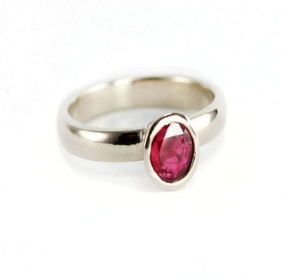 Gemzonite Natural Ruby Ring Stone Ruby Silver Plated Ring