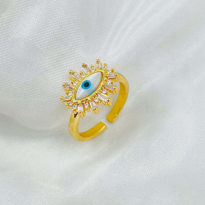 ZIVOM Sun Evil Eye Copper Cubic Zirconia Gold Plated Ring