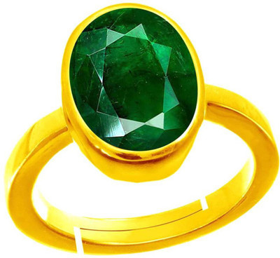 BWM GEMS Certified Natual 4.25 Ratti Emerald stone (Panna) Panchdhatu Alloy Emerald Gold Plated Ring