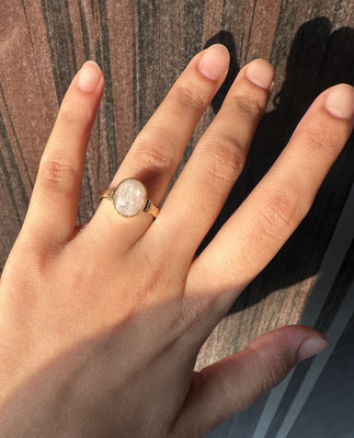 Chopra Gems Moonstone Ring with natural and lab-certified gemstone original & Effective Brass Gold Plated Ring