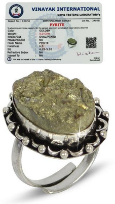 REIKI CRYSTAL PRODUCTS Certified Natural Pyrite Rough Adjustable Ring for Unisex Crystal, Stone Crystal Ring