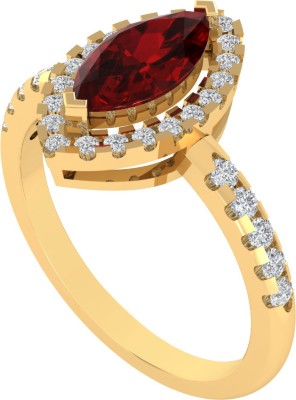 Diamtrendz Jewels Sterling Silver Ruby Solitaire Gold Plated Ring For Women & Girls Sterling Silver Ruby Gold Plated Ring