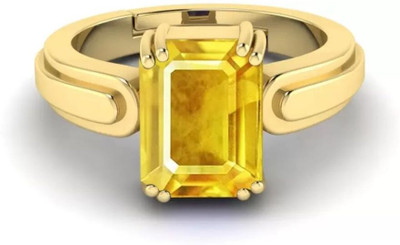 Chopra Gems Unique & Effective Yellow Sapphire/Pukhraj Panchdhatu Ring For Men & Women Brass Gold Plated Ring