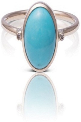 Gemzonite Unique & Effective Original Turquoise / Firoza Stone Ring for Men&Women Brass Turquoise Silver Plated Ring