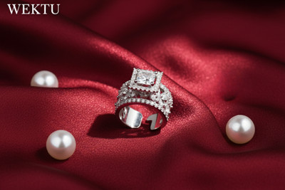 WEKTU Stylish Solitare/Silver Plated/Artifcial/Free Size/1PC/9 Stainless Steel Zircon Silver Plated Ring