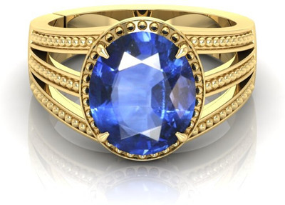 New Sanwariya Sales Blue Sapphire Gemstone Ring for men & women with Top AAA+ Quality Brass Sapphire Gold Plated Ring