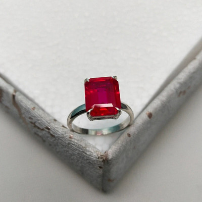 Gemzonite Natural Ruby Stone Ring Lab Certified Adjustable Ring For Women & Men Brass Ruby Ring