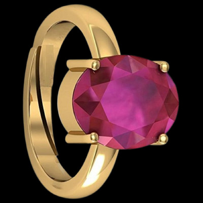 Sidharth Gems 14.25 Ratti 13.00 Crt Natural Ruby Manik Ring Birthstone/Astrology/Rashi Ratan Brass Ruby Gold Plated Ring