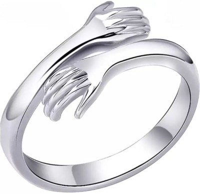 V FASHION JEWELLERY Love Forever Valentine's Day Hand Hug Me Thumb Finger Ring Stainless Steel Sterling Silver Plated Ring