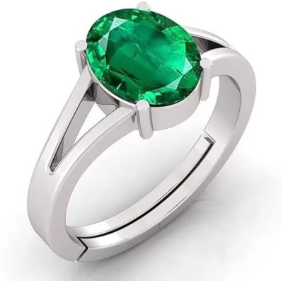 Lexri 9.25 Ratti Natural Panna Emerald Gemstone Stone Ring Brass Crystal Ring