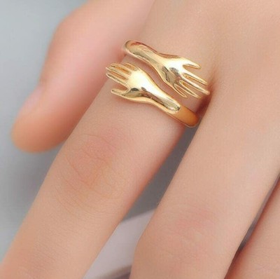 Agarwalproduct Golden Hug Embrace Ring Alloy, Metal, Brass Ring