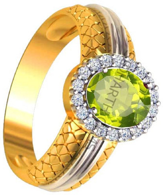 Sidharth Gems 9.25 Ratti 8.88 Carat Natural Green Peridot Gemstone Adjustable Ring/Anguthi Brass Peridot Gold Plated Ring