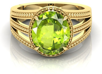 TODANI JEMS Natural 12.25 Ratti Peridot Gemstone Adjustable Ring With Lab Certificate Brass Peridot Gold Plated Ring