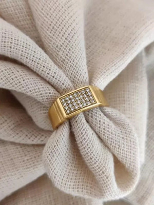 mahi creation Brass Diamond Gold Plated Ring