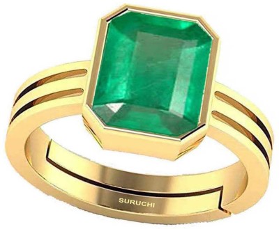 Suruchi Gems & Jewels Emerald (Panna) 7.25 Ratti or 6.5 Ct Gemstone For Women Five Metal Adjustable Metal Ring