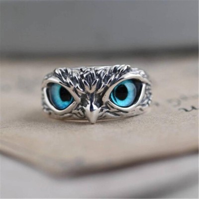 Skycart Fashions Artificial Silver Oxidized Cute Owl Devil Demon Devil Eye Stainless Steel Ring