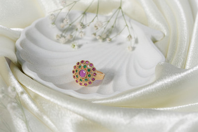 Vosgi Brass Ruby Gold Plated Ring