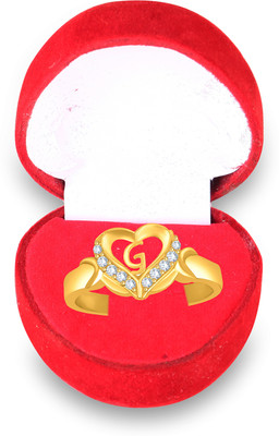 MEENAZ Heart Valentine Ring Love G letter name Propose Engagement Wedding Anniversary Brass, Copper, Crystal, Stone, Alloy, Metal Cubic Zirconia, Diamond, Zircon, Crystal Platinum, Rhodium, Gold Plated Ring Set