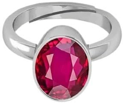 KUSHMIWAL GEMS 10.25 Ratti 9.00 Carat Quality Natural Burma Manik Brass Ruby Silver Plated Ring
