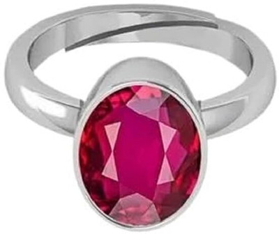 NAVYA GEMS 7.25 Ratti / 6.00 Carat Natural Ruby Ring Manik Stone Silver Plated Ring Brass Ruby Silver Plated Ring