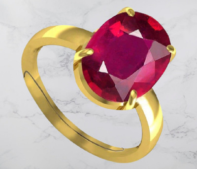 VishvMa 7.25 Ratti Burma Ruby Manik Gemstone Ring A1 Quality Stone Ruby Brass Plated Ring