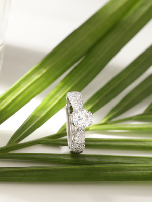 DIAVO Rhodium Ring Sterling Silver Cubic Zirconia Sterling Silver Plated Ring