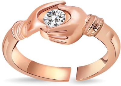 MASHBA Anti-tarnish Rose Gold Single Diamond Ring Adjustable Trendy For Women Girls Brass Zircon Gold Plated Ring