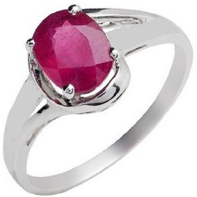 Gemzonite Ruby / Manik Ring with natural ruby gemstone certified ruby ston ring Brass Ruby Silver Plated Ring