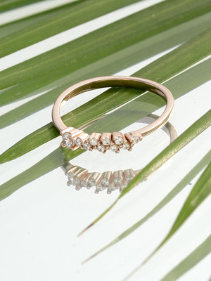 DIAVO Caelia Cluster Silver Ring Sterling Silver Cubic Zirconia Sterling Silver Plated Ring